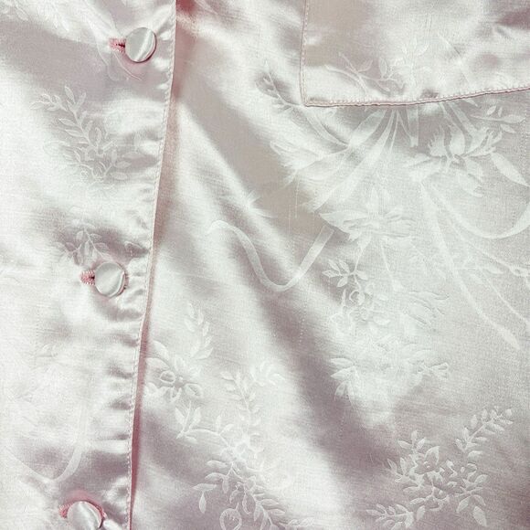 VTG KATHRYN Satin Light Pink Pajama Set Womens SZ LG Sleepwear Loungewear Retro - Picture 10 of 16